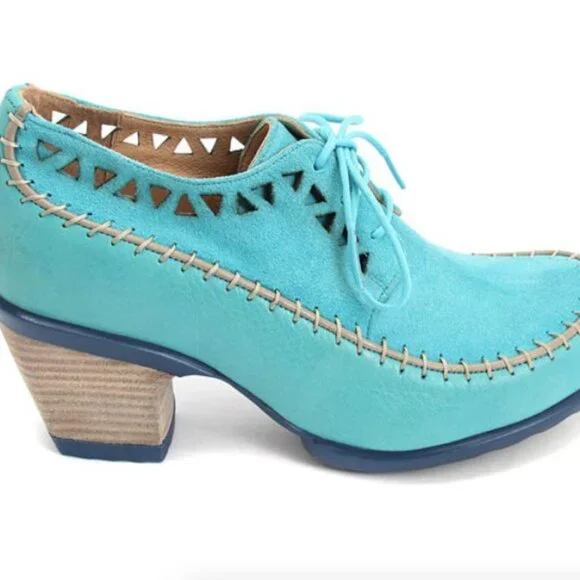 *GENTLY USED* Fluevog 2013 Hopefuls CHEERFUL, Aqua, Size 9.5 (best for 8.5)! - Picture 15 of 16